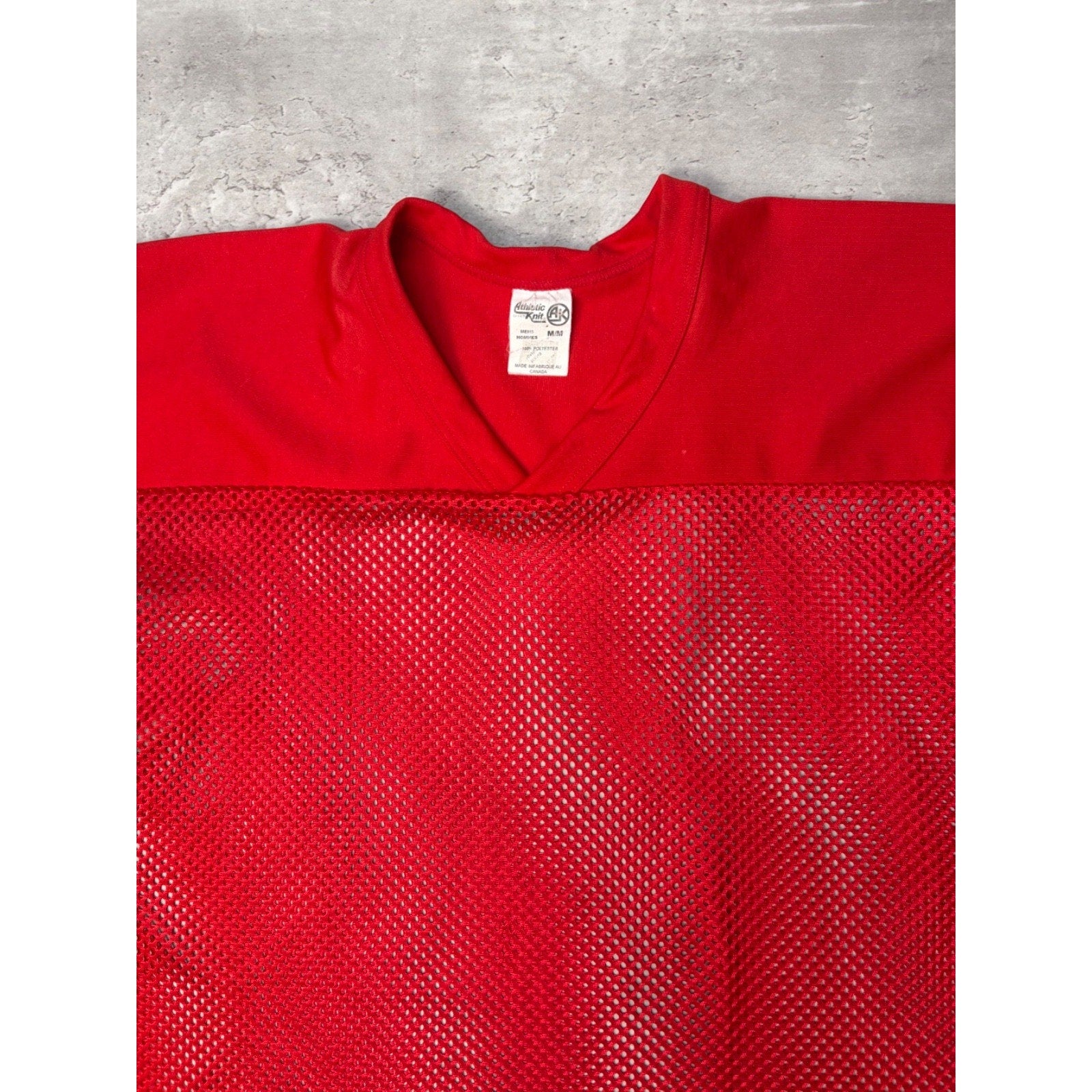 Vintage 90s Loose Blank Mesh Red Football Warm Up Jersey Size Medium