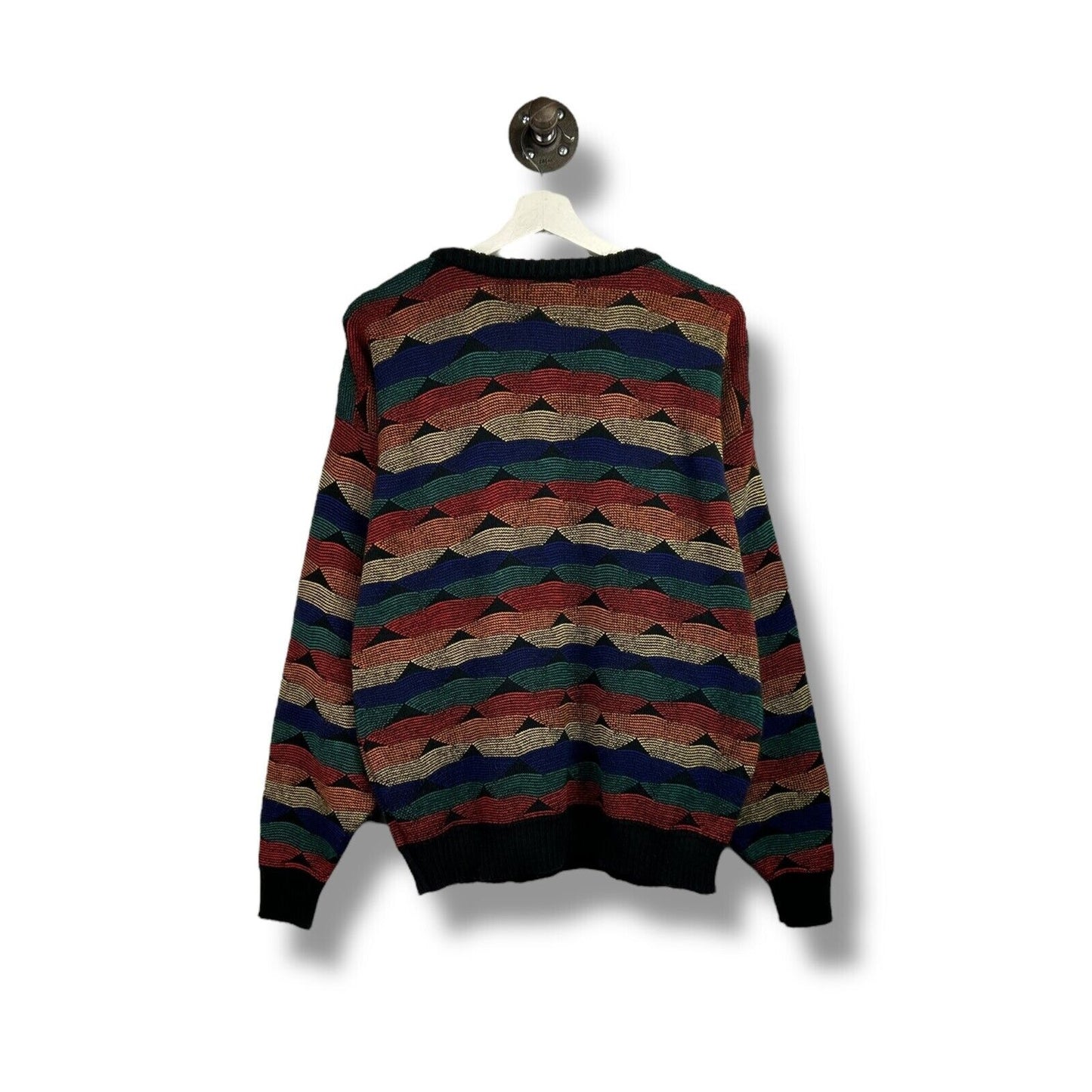 Vintage 90s Alan Stewart Abstract Pattern Pullover Knit Sweater Size Medium