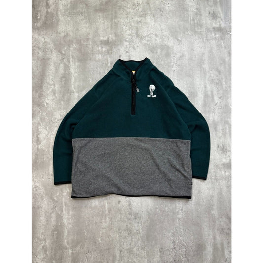 Vintage 1999 Women's Looney Tunes Tweety Bird 1/4 Zip Fleece Sweatshirt Size 2XL