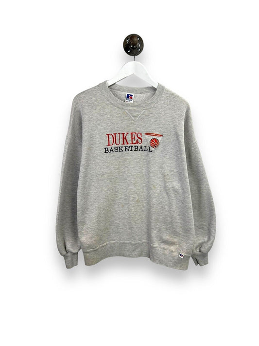 Vintage 90s Dukes Basketball Collegiate Embroidered Spellout Sweatshirt Size XL