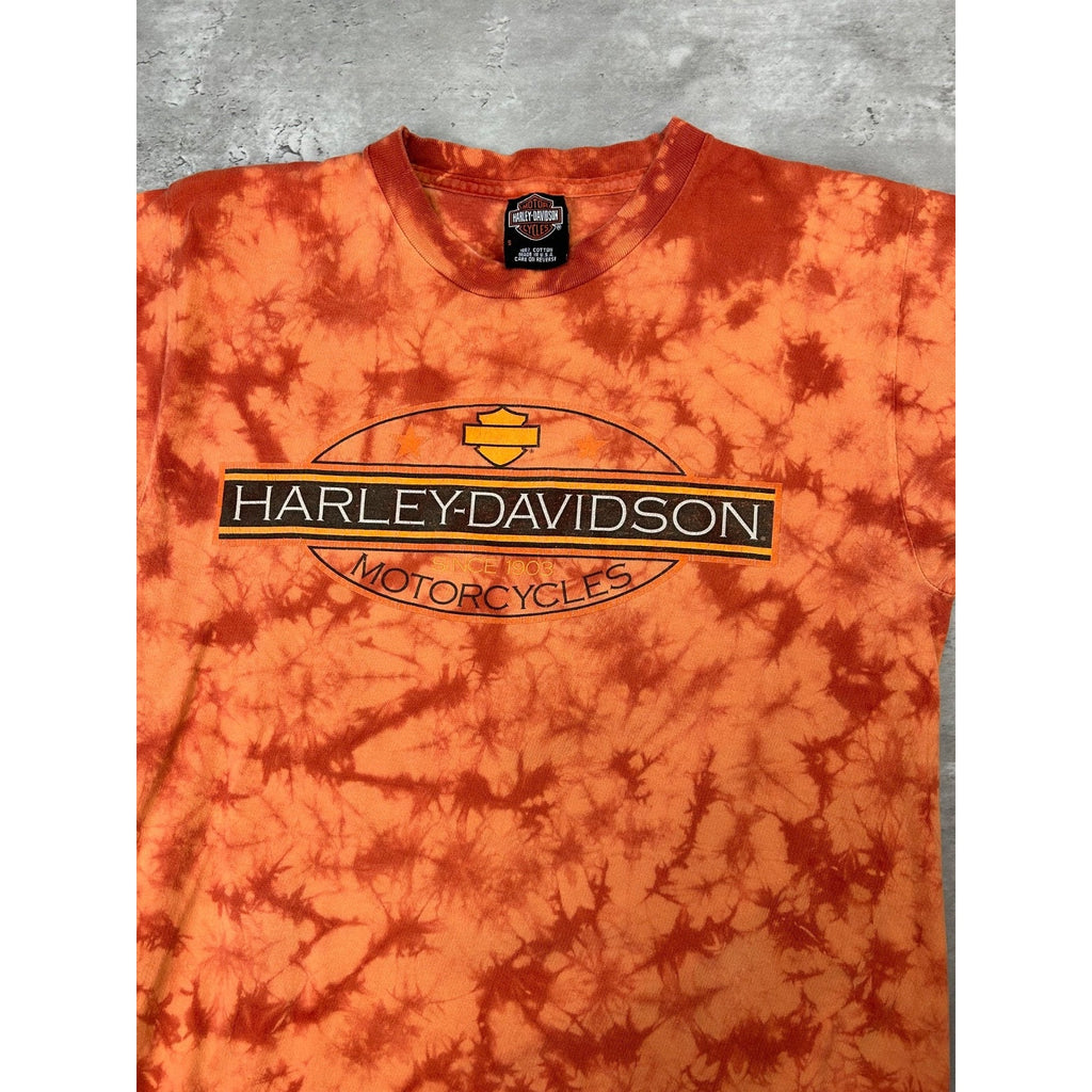 Vintage Harley Davidson Spellpout Graphic Tye-Dye T-Shirt Size Small