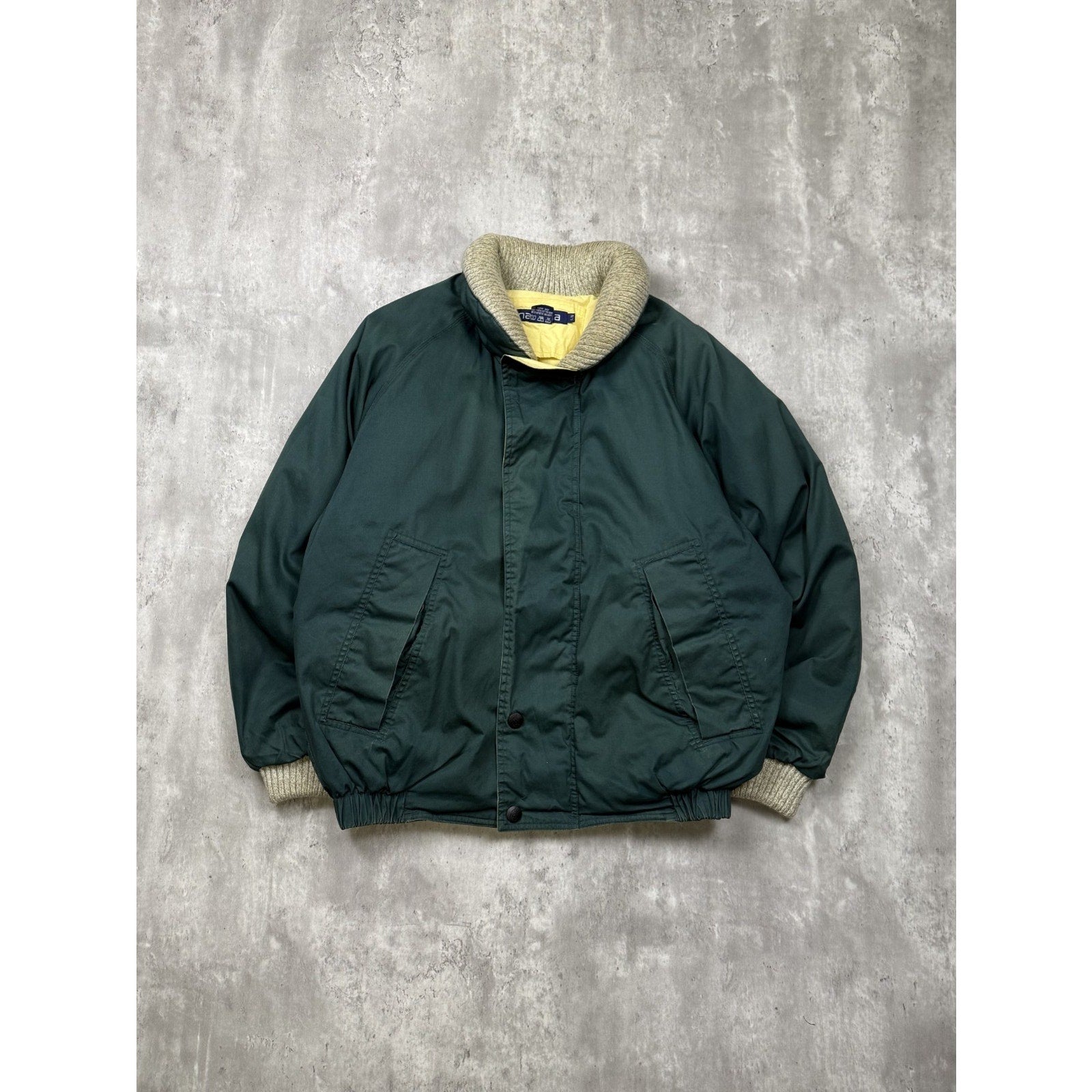 Vintage Nautica Leather Patch Insulated Full Zip BomberJacket Size Large