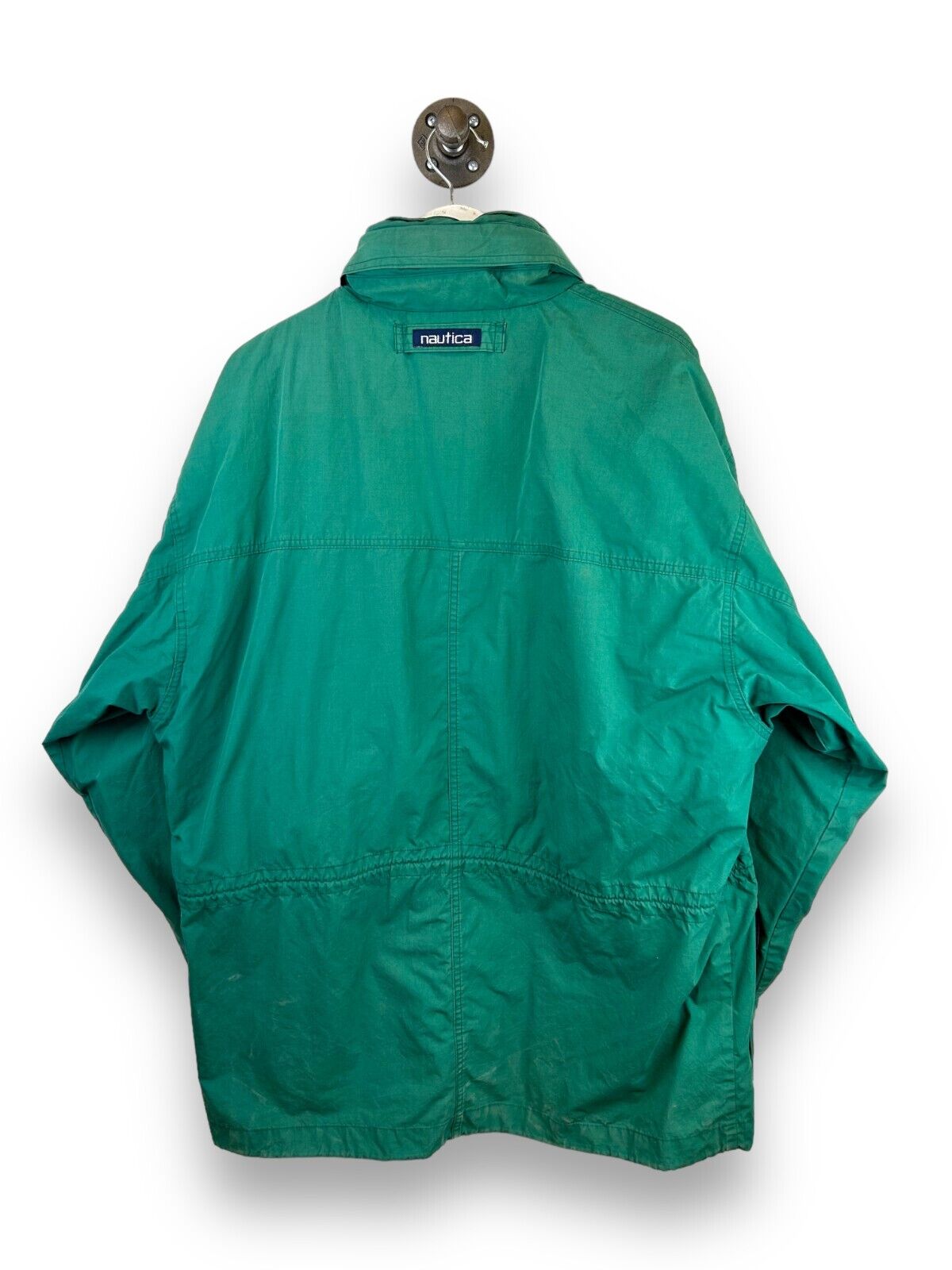 Vintage 90s Nautica Cinched Light Long Barn Jacket Size Large Green
