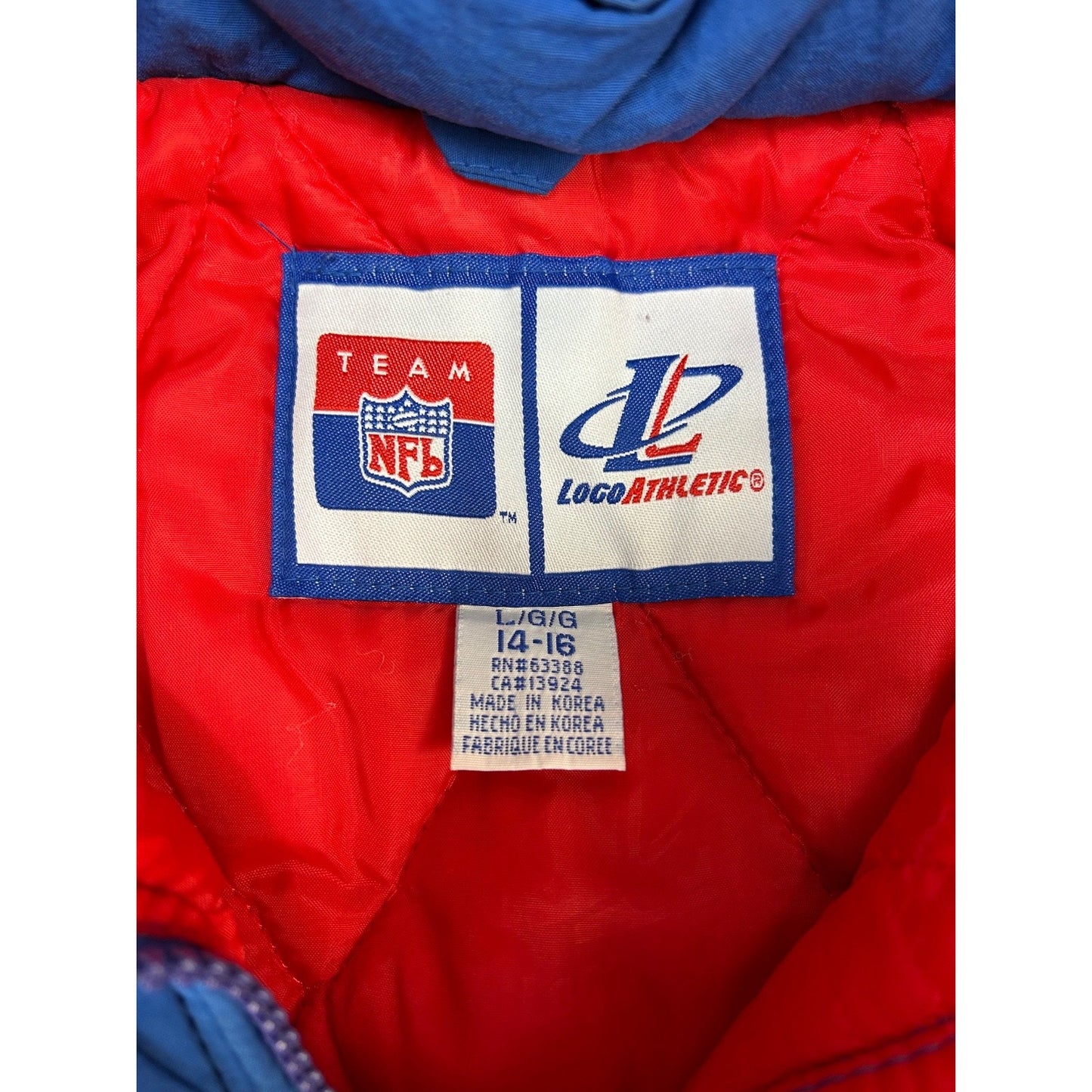 Vintage 90s Buffalo Bills NFL Insulated Embroidered Hooded Jacket Sz Large YOUTH