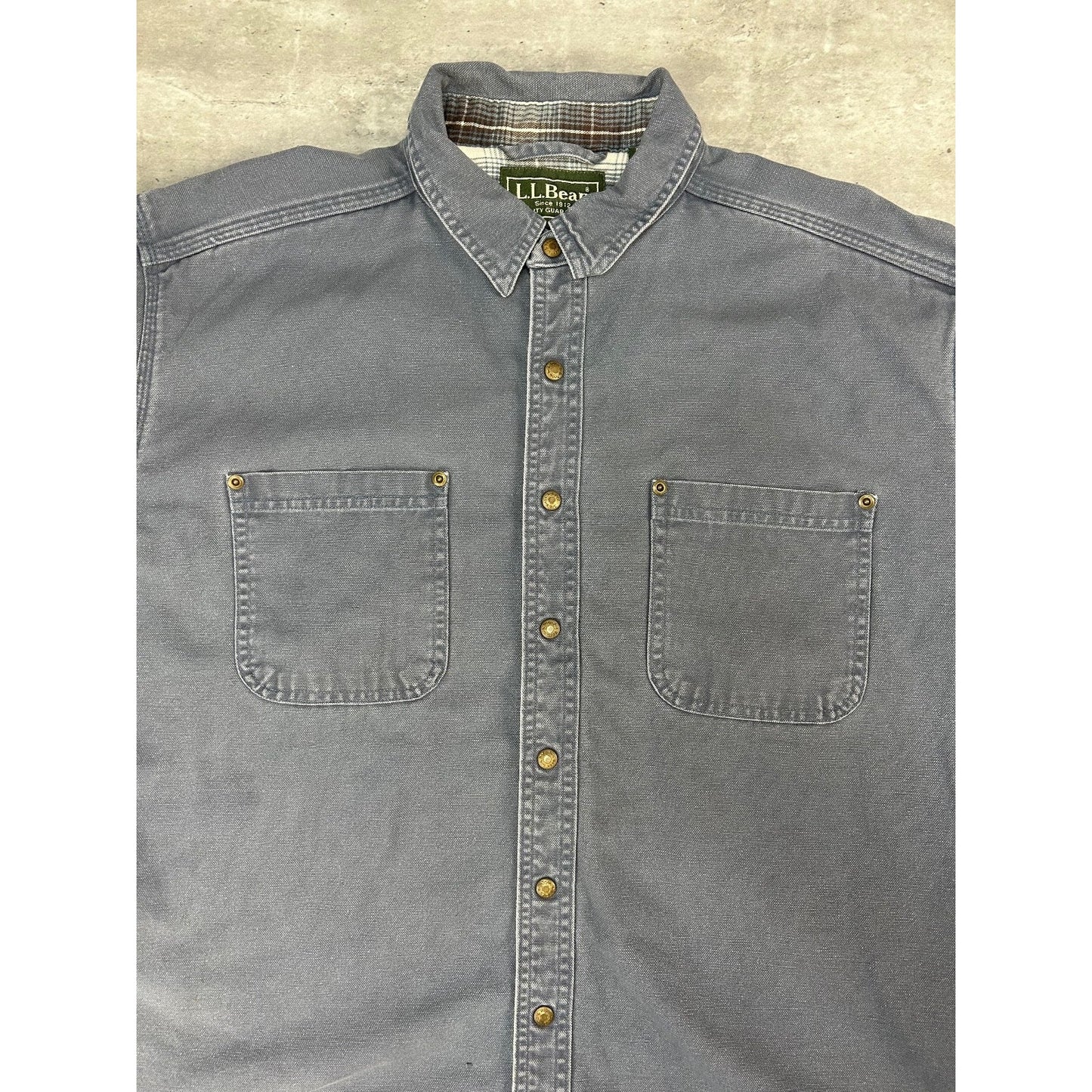 Vintage L.L. Bean Plaid Line Double Pocket Long Sleeve Button Up Shirt Size XL