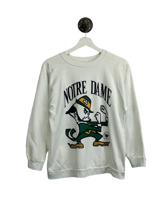 Vintage 80s/90s Notre Dame Fighting Irish NCAA Graphic Sweatshirt Size Medium