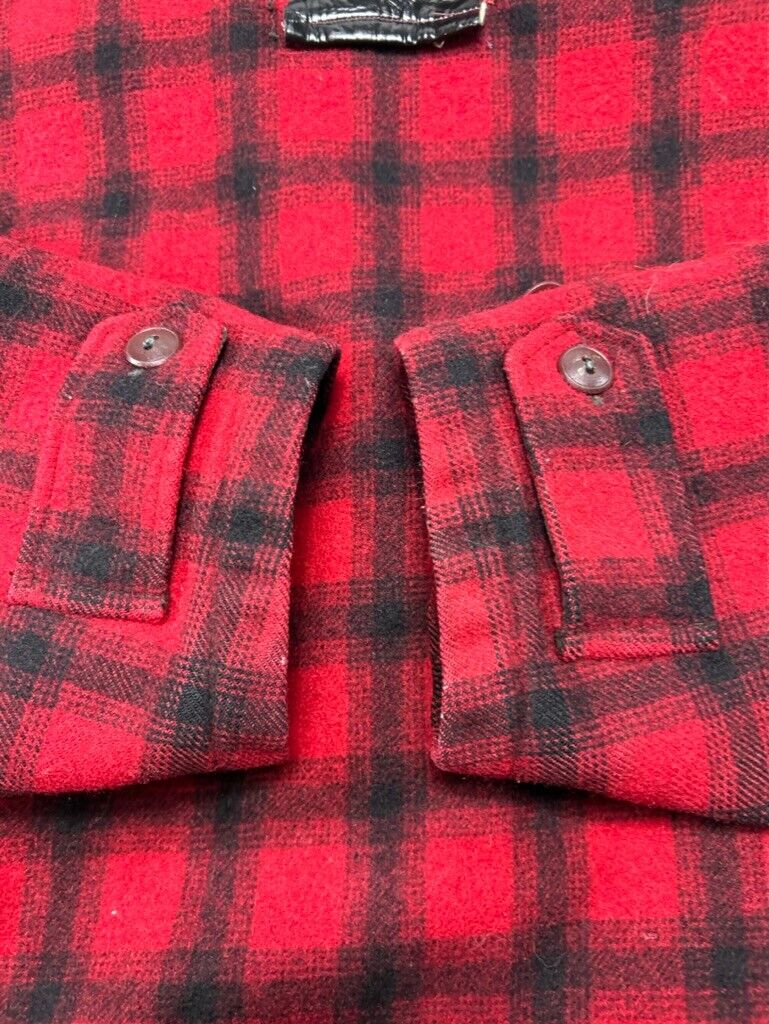 Vintage 80s Woolrich Buffalo Plaid Full Zip Mackinaw Hunting Jacket Size Large