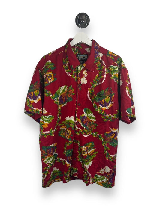 Vintage 2000 Pataloha Floral Pattern Short Sleeve Button Up Shirt Size Large