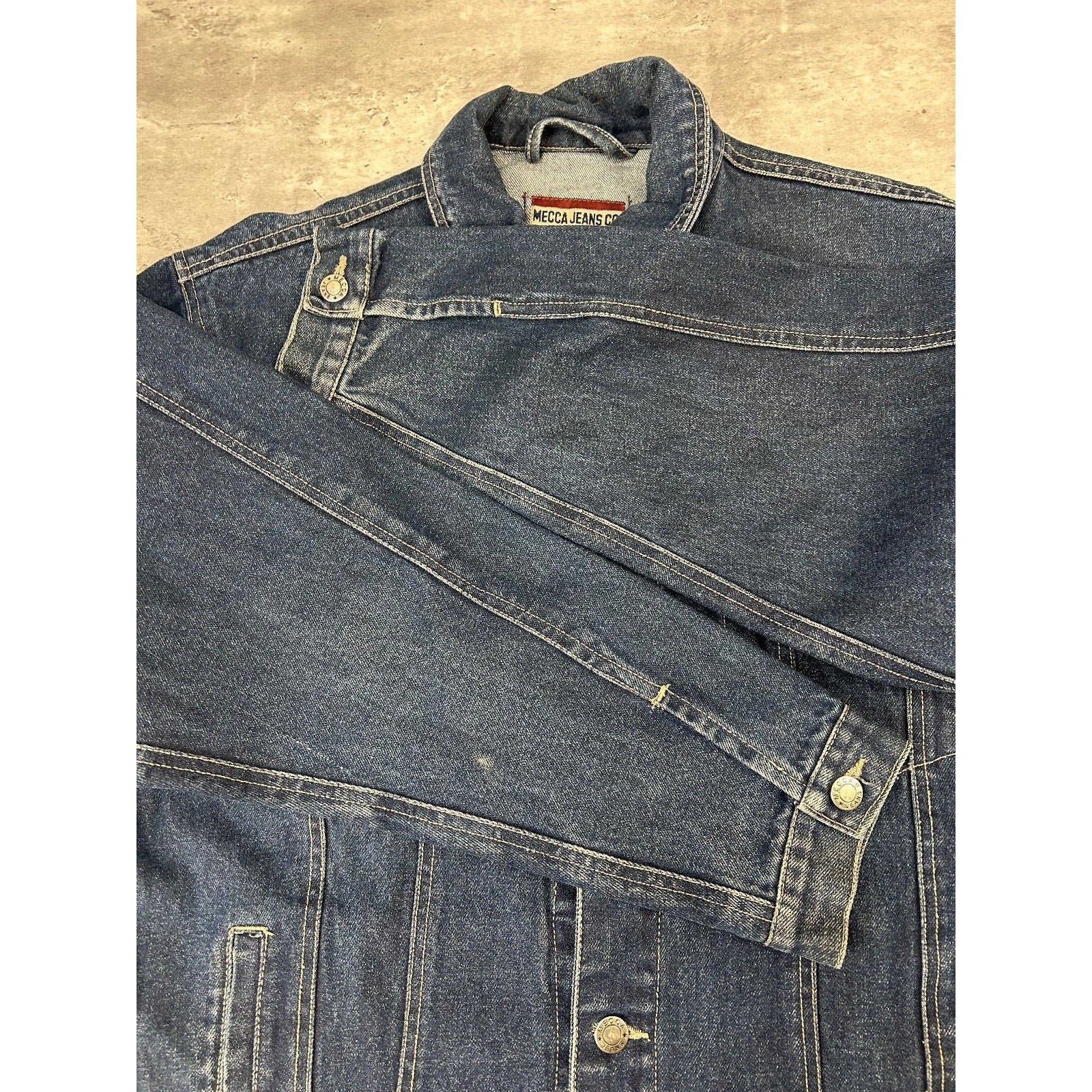 Vintage Y2K Mecca Jeans Dark Wash Denim Trucker Jacket Size Medium