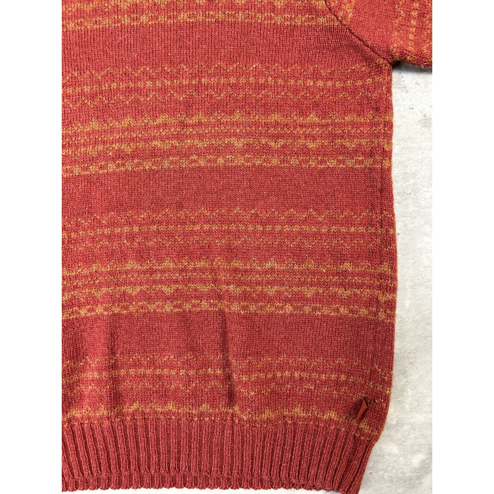 Vintage Izod Jeans Abstract Striped Pullover Knit Sweater Size Large Red