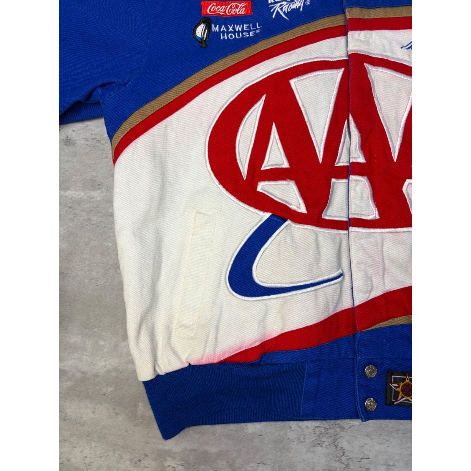 Vintage Mark Martin #6 Nascar AAA Embroidered Racing Jacket Size Medium