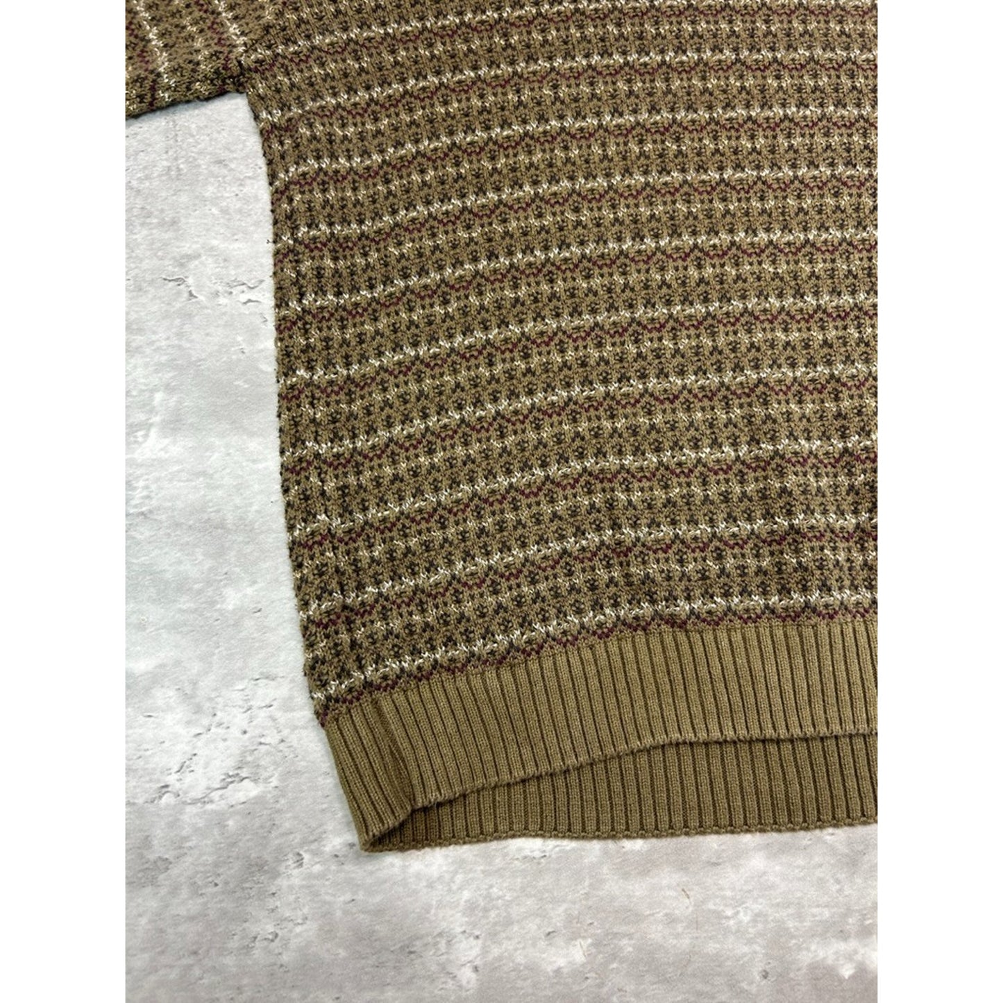Vintage Perry Ellis Abstract Striped Ribbed Pullover Knit Sweater Size Large