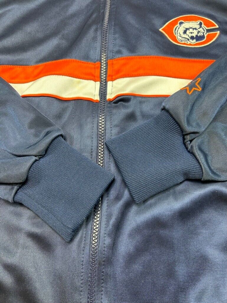 Vintage 80s Chicago Bears NFL Embroidered Starter Tracksuit Jacket Size Small