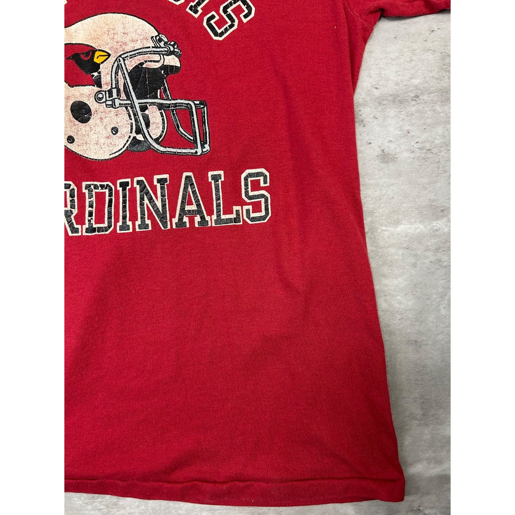 Vintage 80s St Louis Cardinals NFL Spellout Helmet Graphic T-Shirt Size Large