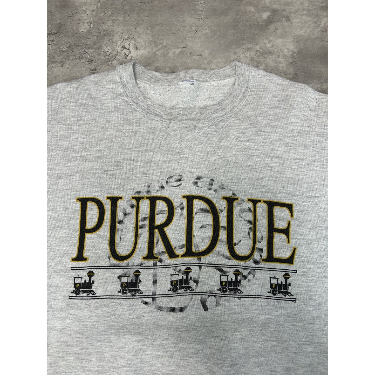 Vintage 90s Purdue Boilermakers NCAA Spellout Graphic Collegiate Sweatshirt Sz L