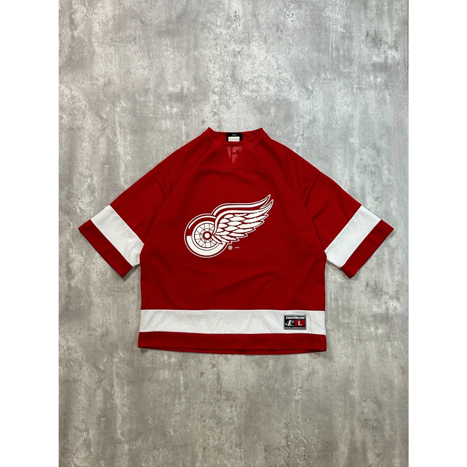 Vintage 90s Chris Osgood #30 Detroit Red Wings NHL 3/4 Sleeve Jersey Size Large