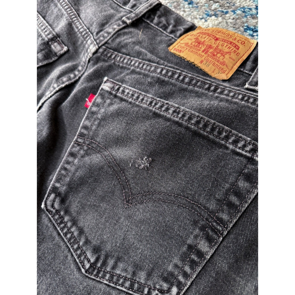 Vintage Levis 505 Red Tab Regular Fit Black Wash Denim Pants Size 38