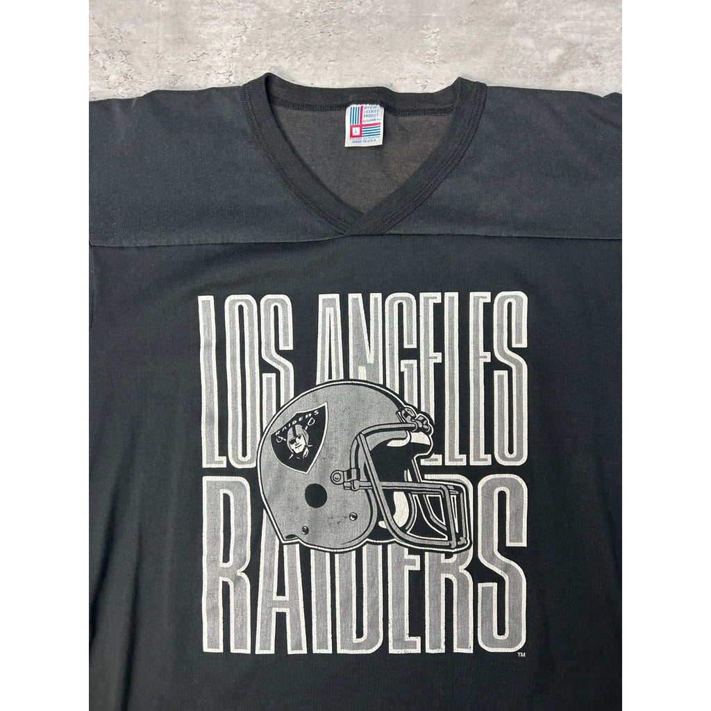Vintage 90s Los Angeles Raiders NFL Helmet Spellout Graphic Jersey Size Large