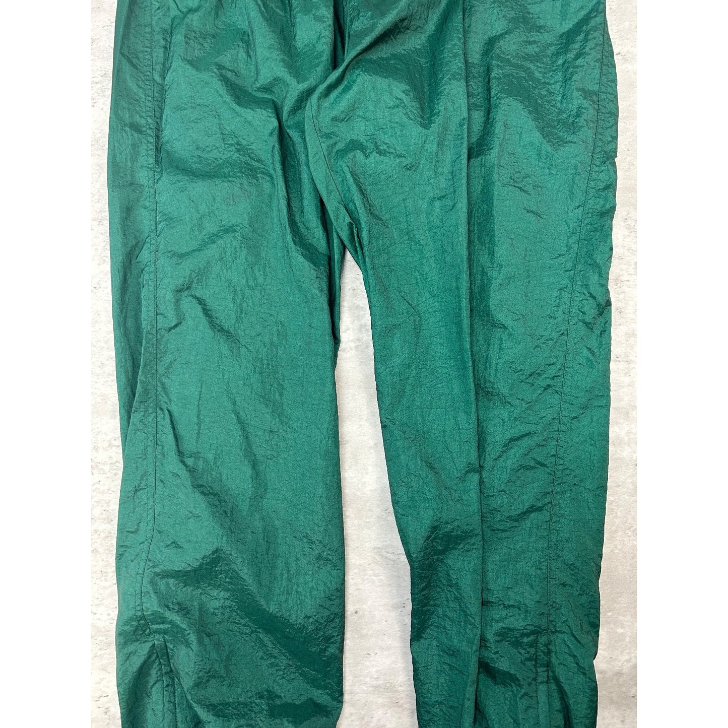 Vintage 90s Adidas Tonal Embroidered Spellout Nylon Track Pants Size Large Green