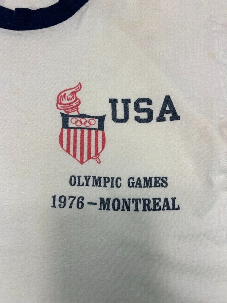 Vintage 70s Montreal Olympics Games Team USA Crest Graphic T-Shirt Size Small