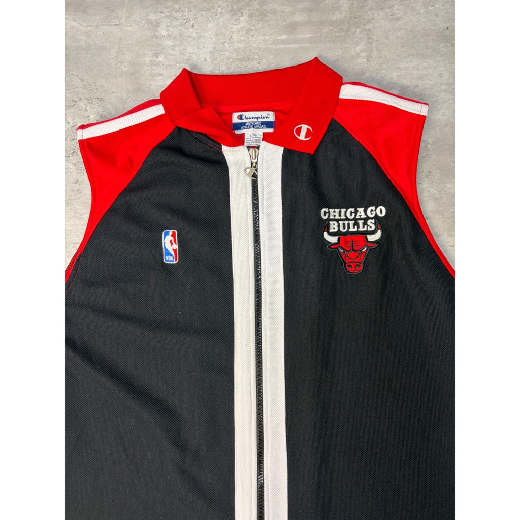 Vintage 90s Chicago Bulls NBA Full Zip Collared Warm Up Jersey Size Large