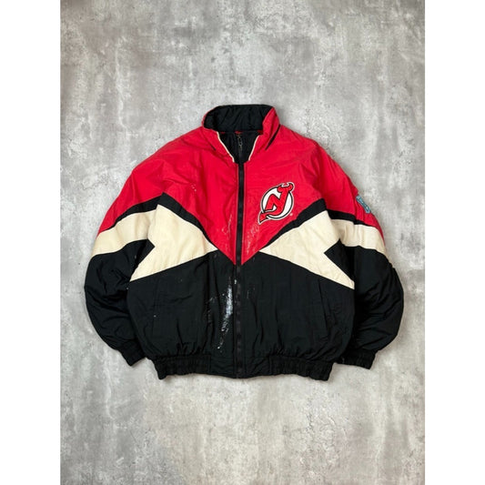 Vintage 90s New Jersey Devils NHL Embroidered Pro Player Insulated Jacket Sz XL