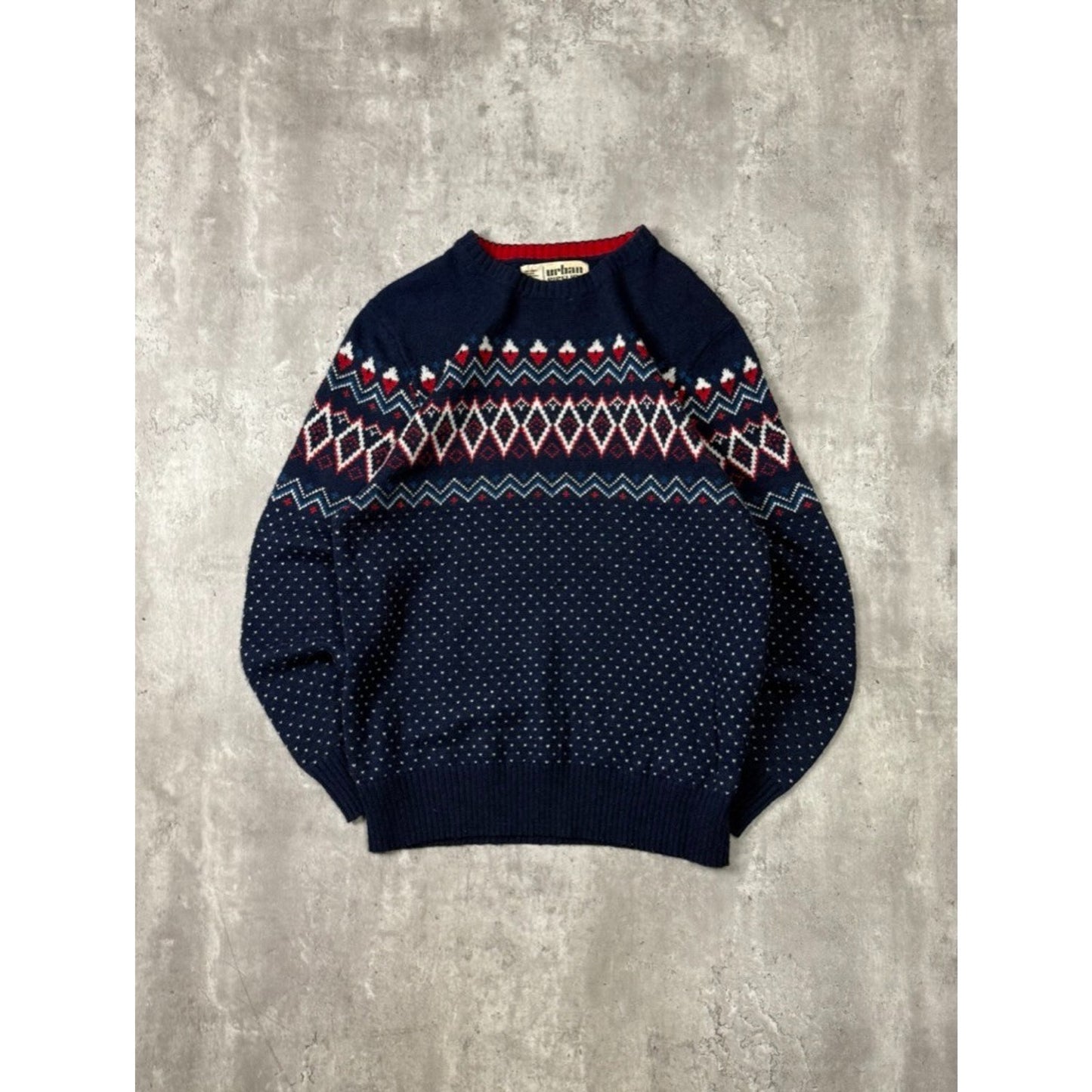 Vintage Urban Pipeline Geometric Striped Pullover Knit Sweater Size Medium