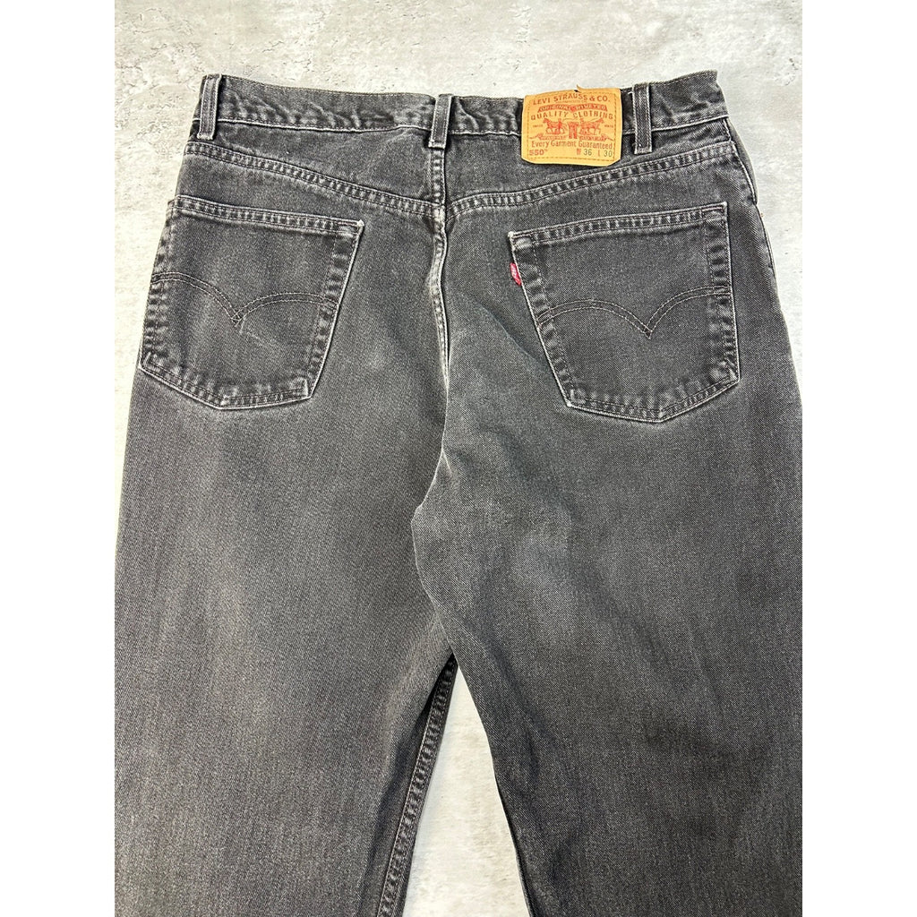 Vintage 90s Levis 550 Red Tab Black Denim Pants Size 34