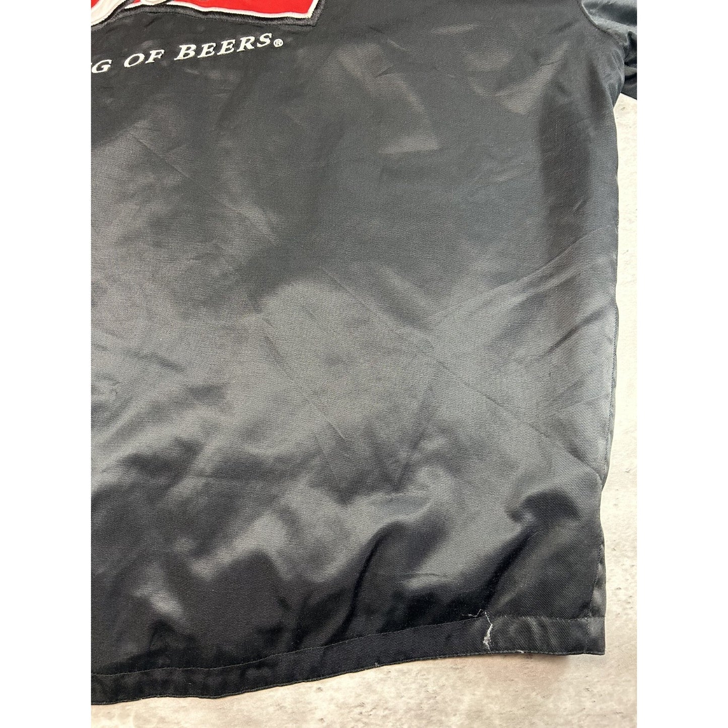 Vintage Nascar Budweiser King Of Beers Embroidered Racing Jacket Size 3XL Black
