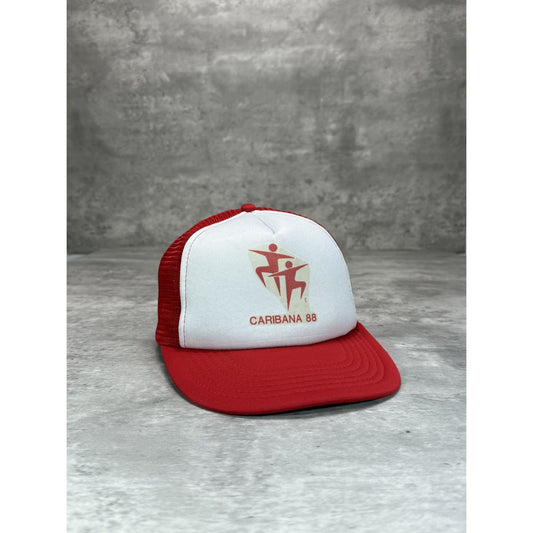 Vintage 1988 Caribana Graphic Logo Trucker Snapback Hat OSFA