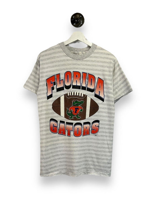 Vintage 90s Florida Gators NCAA Football Spellout Striped T-Shirt Size Large