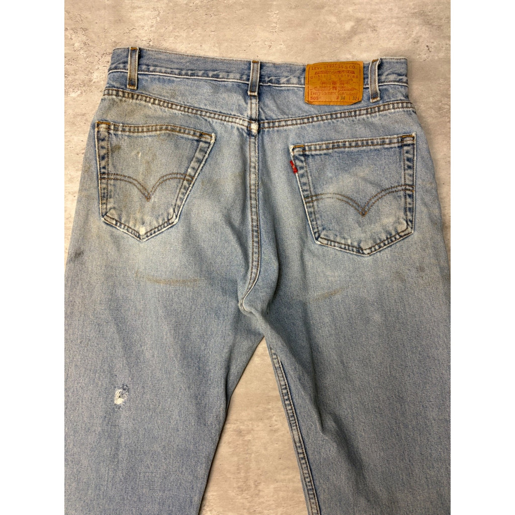 Vintage 90s Levis 505 Red Tab Light Wash Denim Pants Size 34
