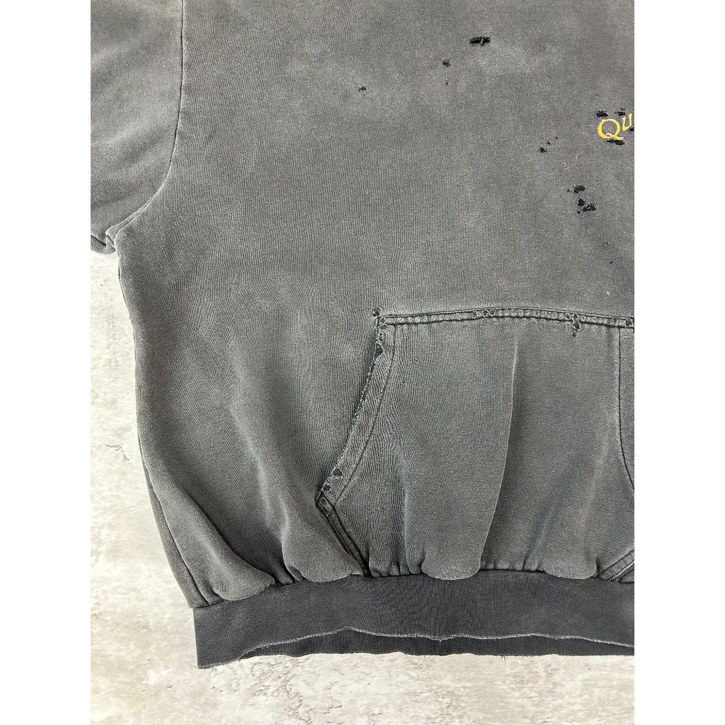 Vintage 90s Quiksilver Distressed Graphic Hooded Sweatshirt Size Small