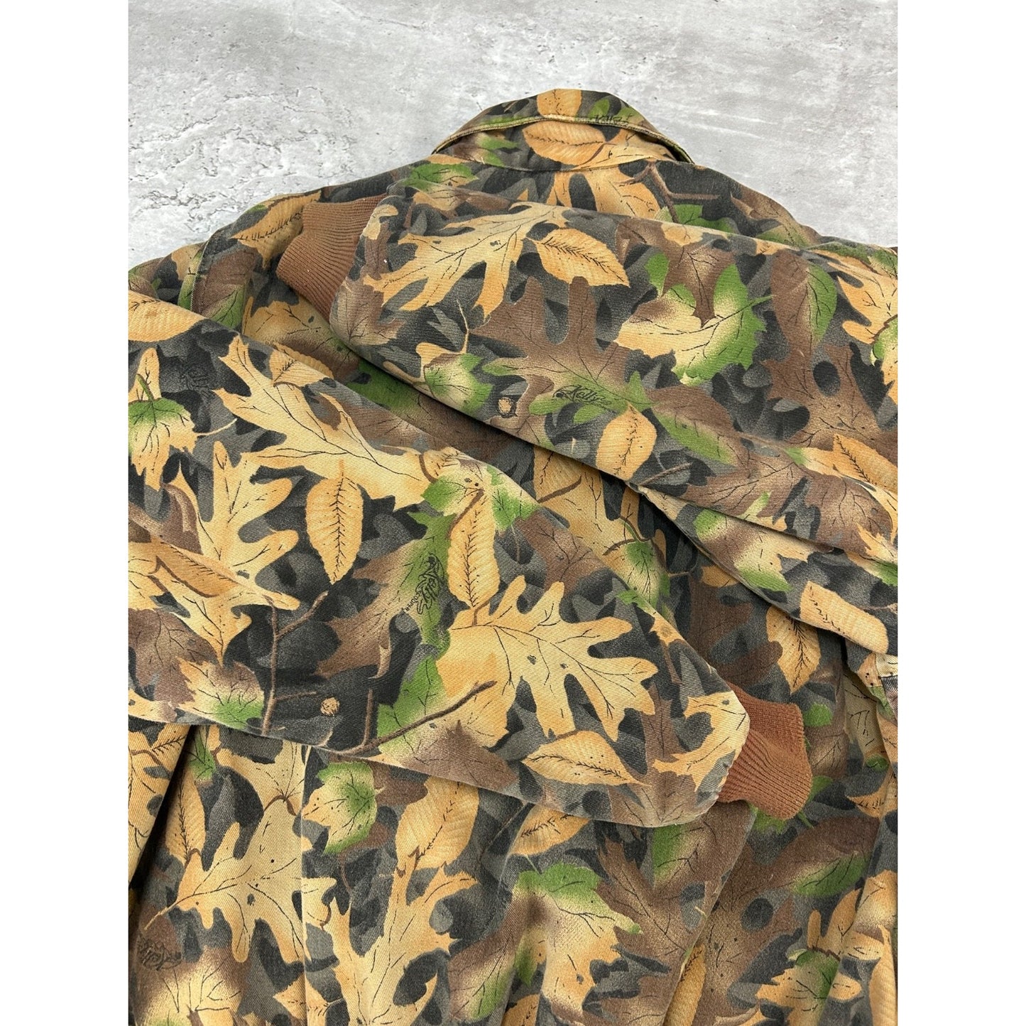 Vintage 90s Gun Flint Tree Camo Hunting Bomber Jacket Size Large