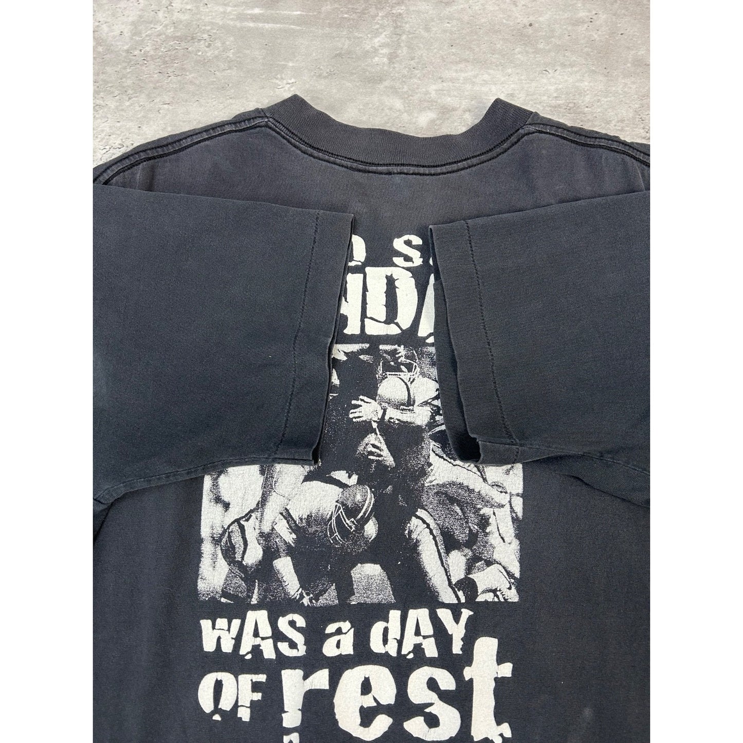 Vintage Y2K No Fear Who Said Sunday... Graphic Slogan T-Shirt Size Large Black