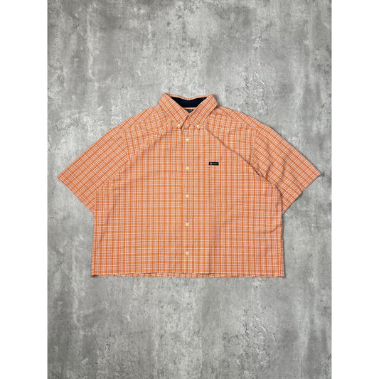Vintage Chaps Ralph Lauren Plaid Print Reworked Cropped Button Up Shirt Sz Large