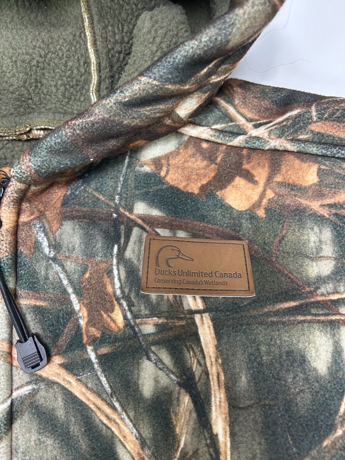 Vintage Ducks Unlimited Swamp Camo Full Zip Fleece Hunting Jacket Size Large