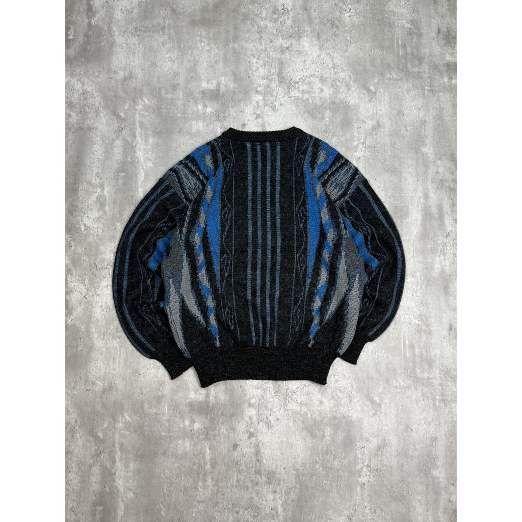 Vintage Michael Herald Abstract Striped Pullover Knit Sweater Size Large