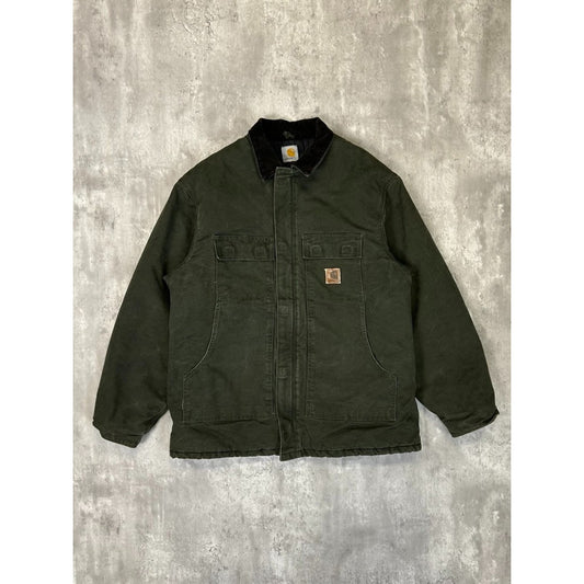 Vintage Carhartt Insulated Canvas Workwear Arctic Jacket Size XL Green