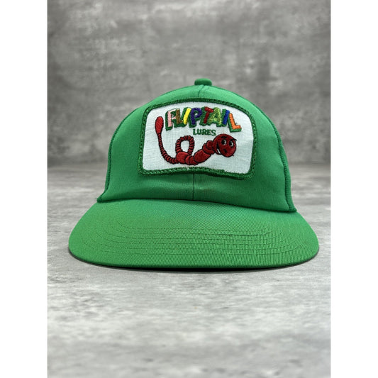 VTG 80s/90s Fliptail Lures Fishing Embroidered Patch Trucker Snapback Hat OSFA