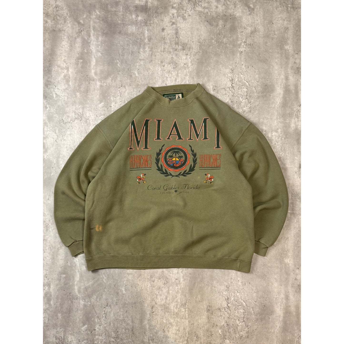 Vintage 90s Miami Hurricanes NCAA Spellout Graphic Collegiate Sweatshirt Large
