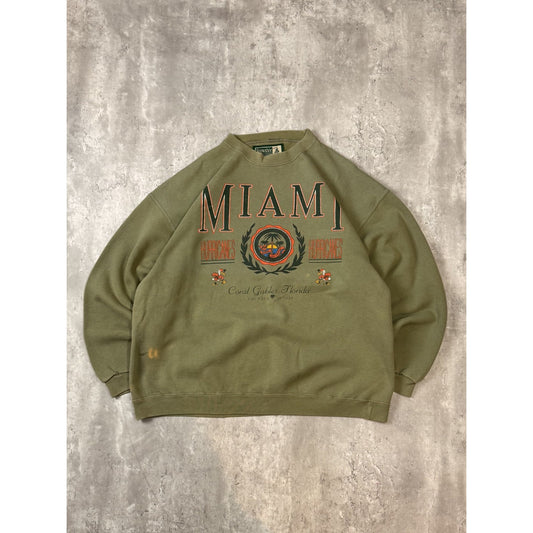 Vintage 90s Miami Hurricanes NCAA Spellout Graphic Collegiate Sweatshirt Large