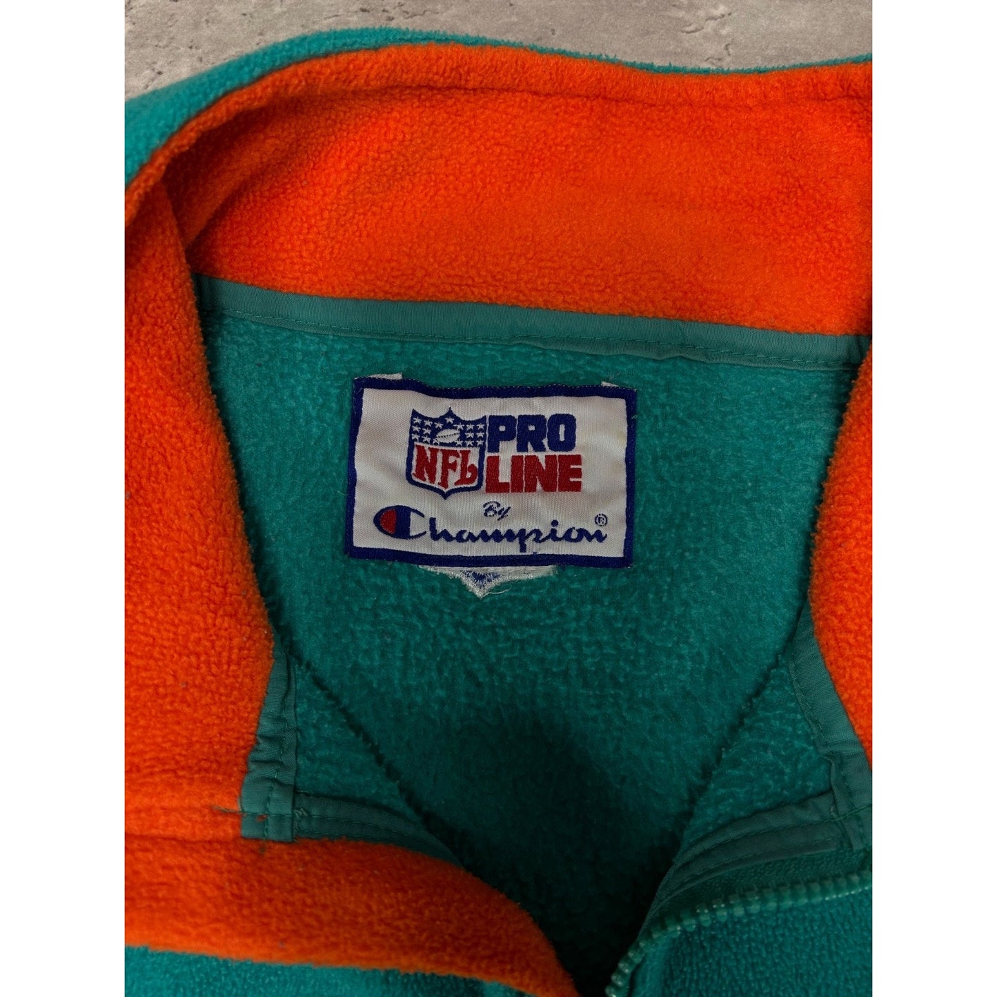 Vintage 90s Miami Dolphins NFL Embroidered 1/4 Zip Fleece Sweatshirt Size 2XL