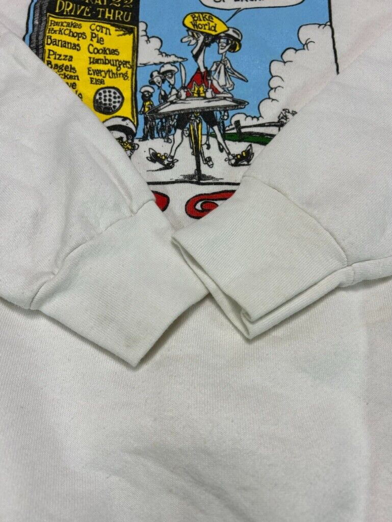 Vintage 90s Ragbrai Iowa Cycling Cartoon Graphic Crewneck Sweatshirt Size XL