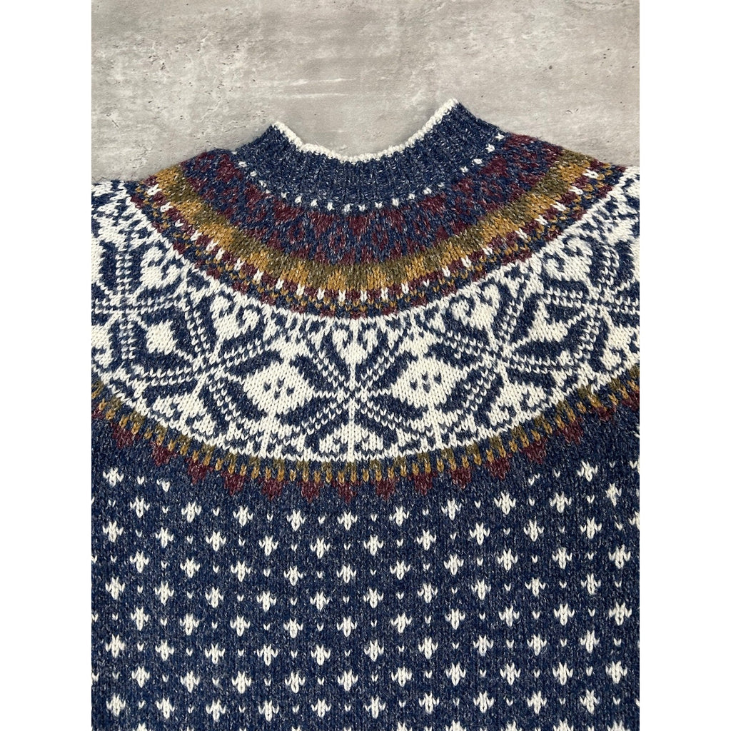 Vintage 80s/90s Abstract Striped Knit Grandma Sweater Size Medium