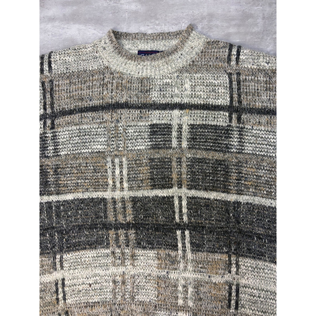 Vintage 90s Gant Plaid Print Pattern Pullover Knit Sweater Size Large