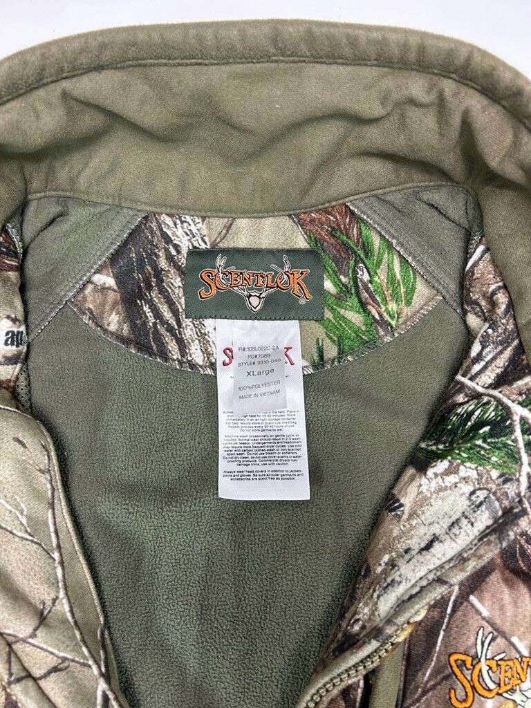 Scentlok Realtree Camo Embroidered Multipocket Fleece Hunting Jacket Size XL