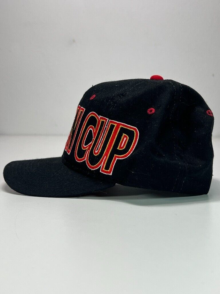 Vintage 90s Winston Cup Embroidered Spellout Snapback Hat OSFA Black