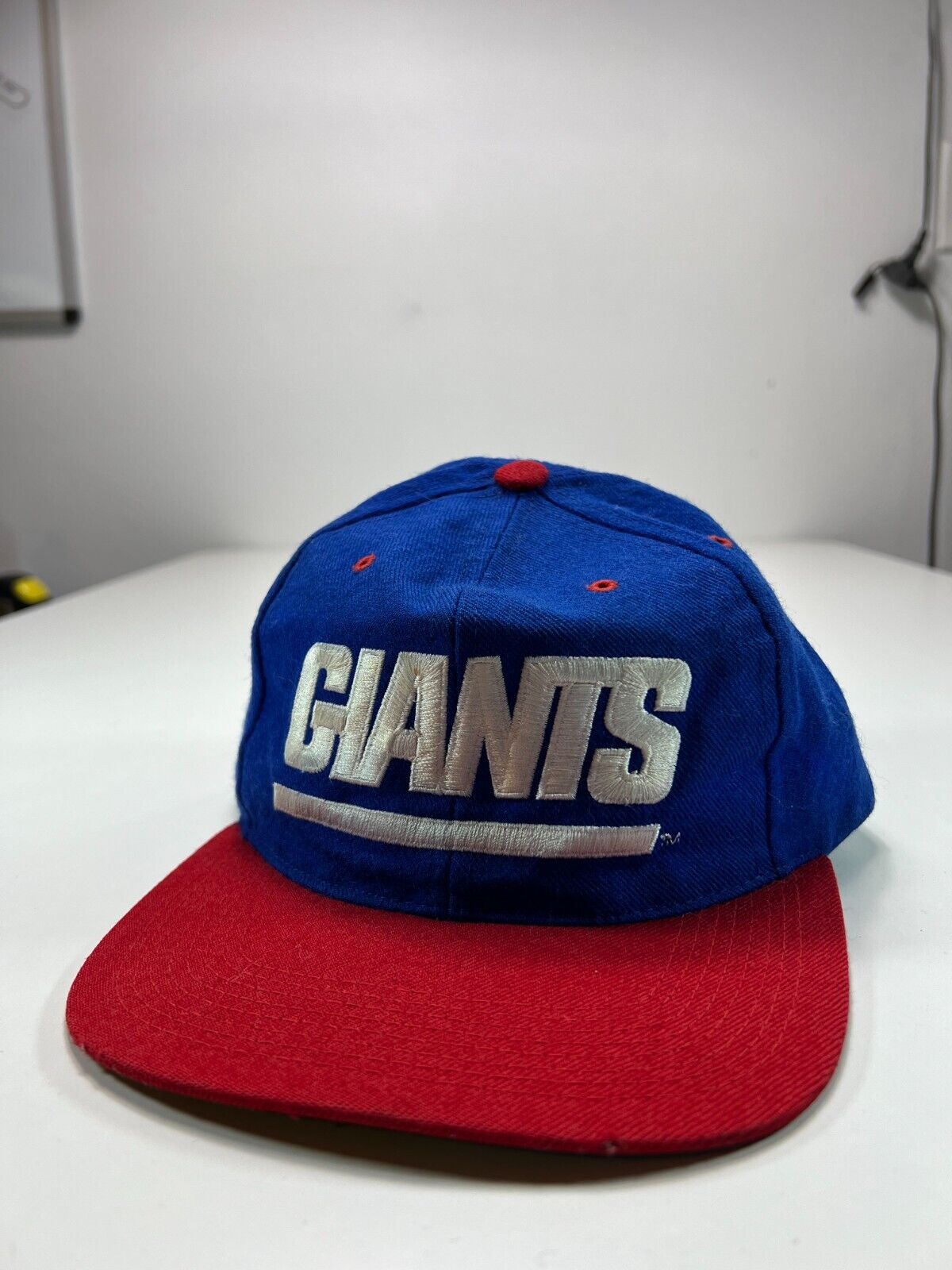 Vintage 90s New York Giants NFL Classic 100% Wool Spellout Snapback Hat OSFA