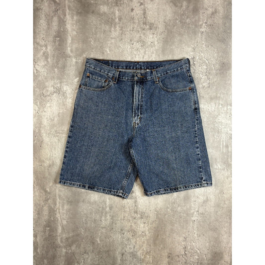 Vintage Levis 550 Red Tab Relaxed Fit Dark Wash Denim Shorts Size 36 Blue